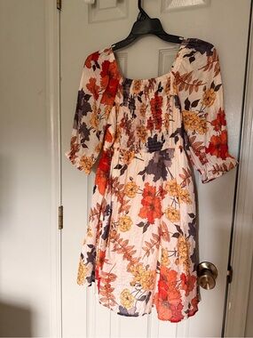 Hayden Girls Boutique Floral Smocked Dress in Fall Colors